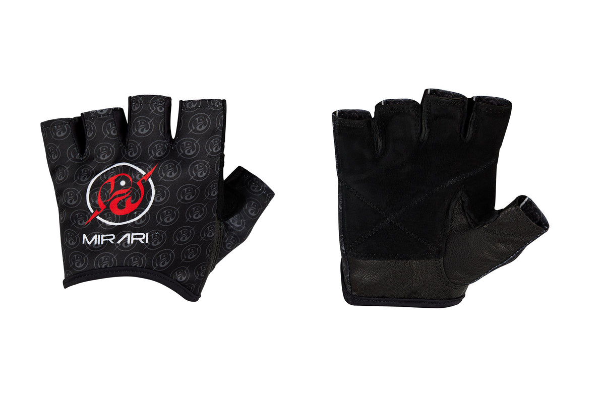 Fitness Gloves, Repeating Emblem; Black Leather US PATENT D892411