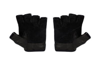 Fitness Gloves, Repeating Emblem; Black Leather US PATENT D892411