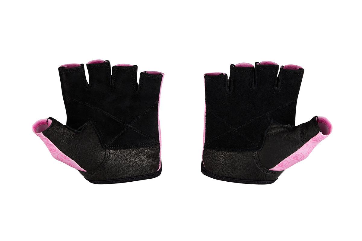 Fitness Gloves; Repeating Emblem; Pink Leather US PATENT D892411