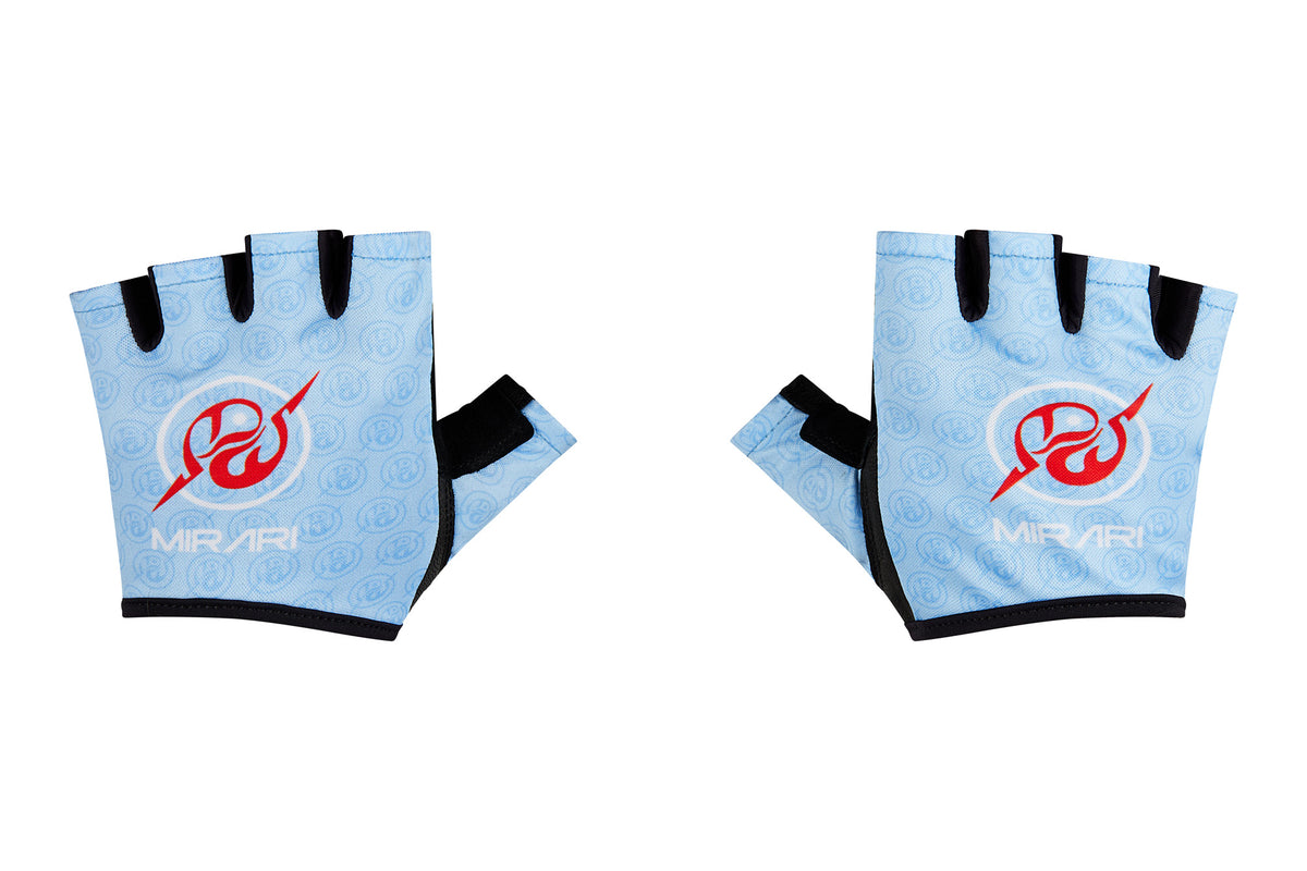 Fitness Gloves; Repeating Emblem; Baby Blue Leather US PATENT D892411
