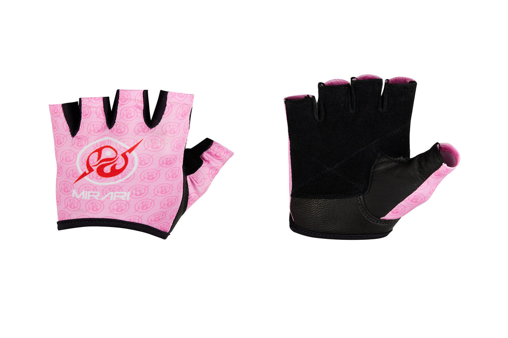 Fitness Gloves; Repeating Emblem; Pink Leather US PATENT D892411