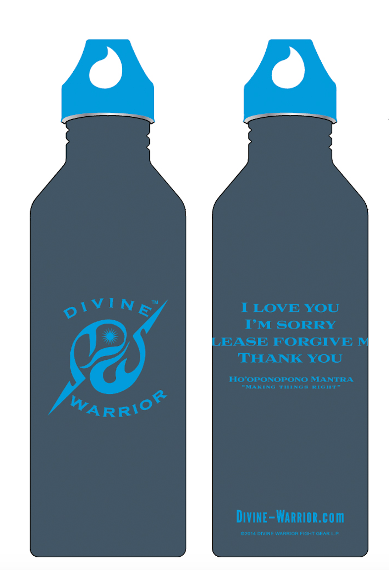 MIRARI® // Divine Warrior® Collection Water Bottle Blue with Silver Label 25 oz